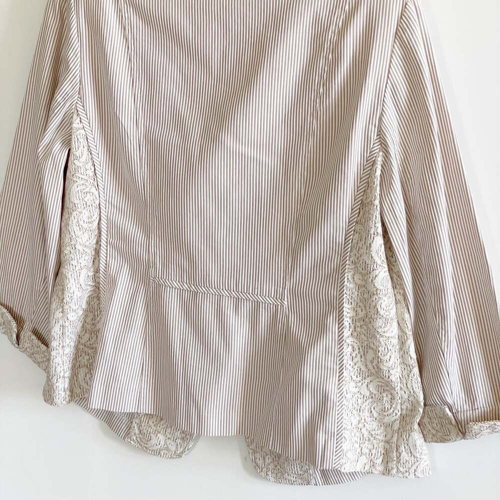 Chico’s Beige Lace Striped Blazer Jacket - Picture 4 of 9